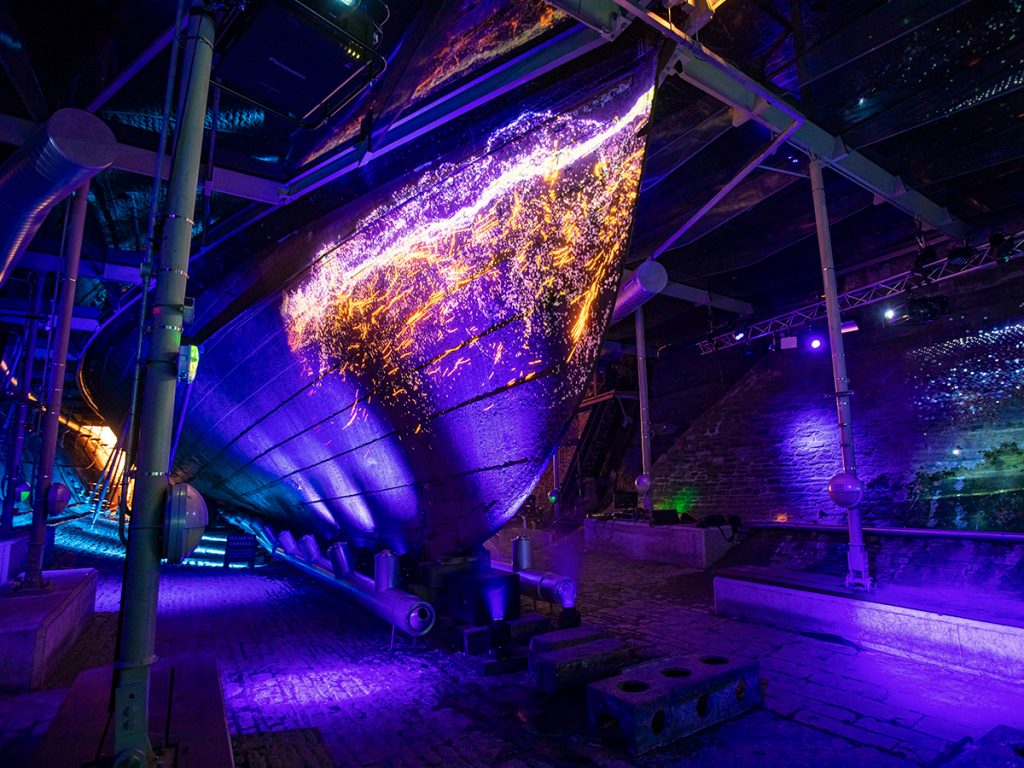 SS Great Britain Iron Island immersive projection mapping event with Limbic Cinema and Enlightened Lighting